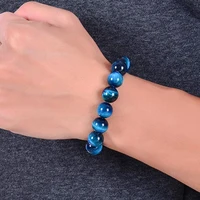 1Pc 6/8/10mm Minimalist Blue Tiger Eye Stone Beaded Bracelet Natural Stone Round Beads Bracelet For Daily Decoration - Image 3