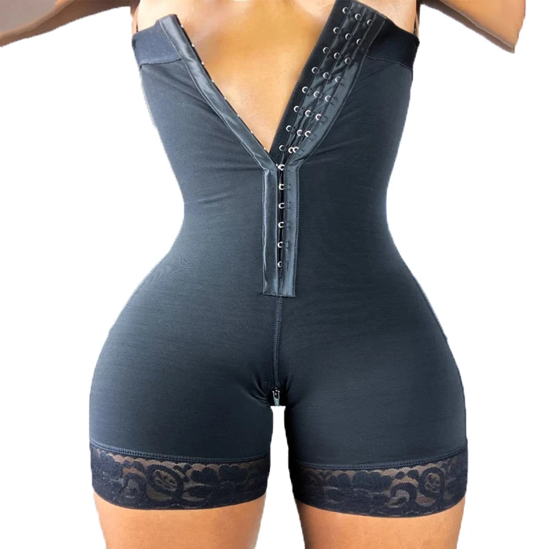 

Women Compression Women's Shapewear Double Pressure Bodysuit Flatten Abdomen Waist Trainer Adjustable Front Closure Hook-eye