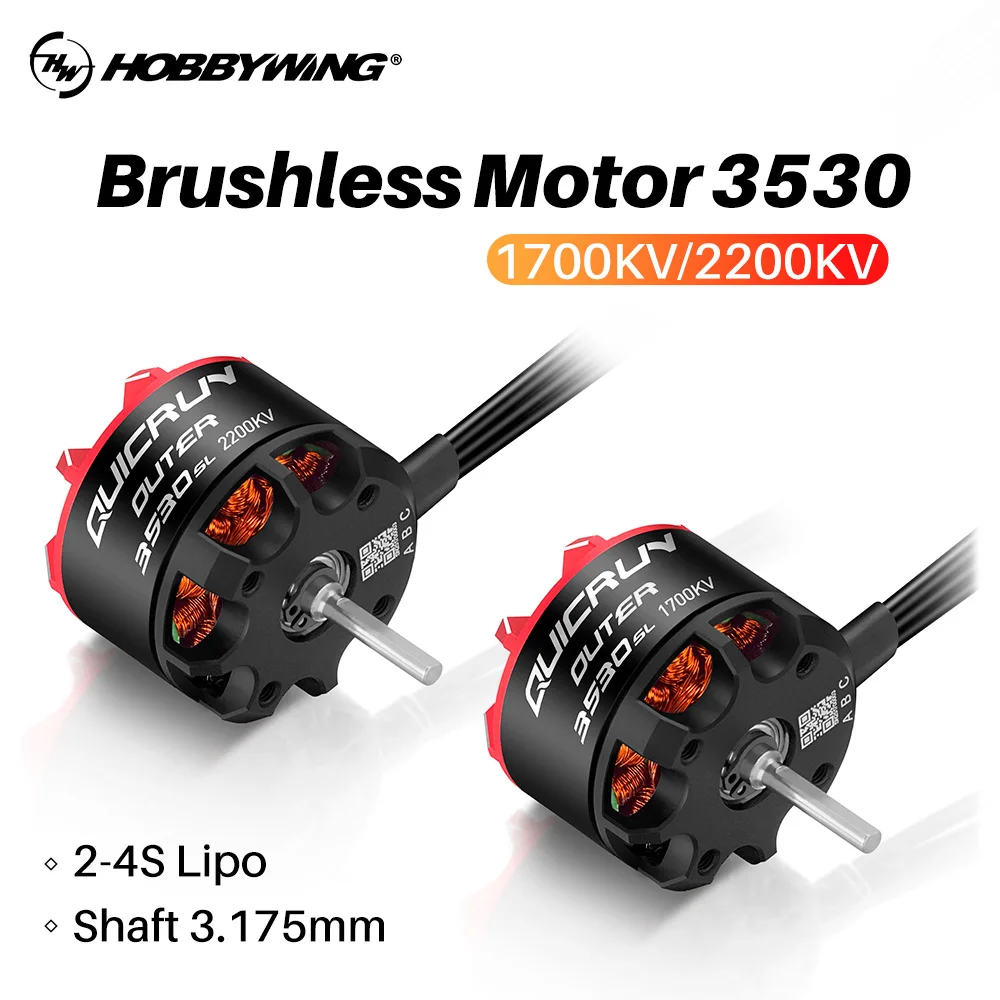 Moteur sans balais Hobbywing 3530SL 1700KV/2200KV pour voiture RC 1/10 1/12