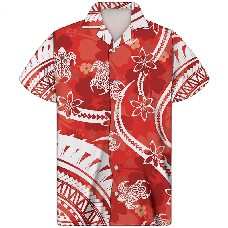 

Новейшая модная гавайская рубашка в стиле Харадзюку С Полинезийским племенным принтом, мужская повседневная Летняя дышащая рубашка с коротким рукавом