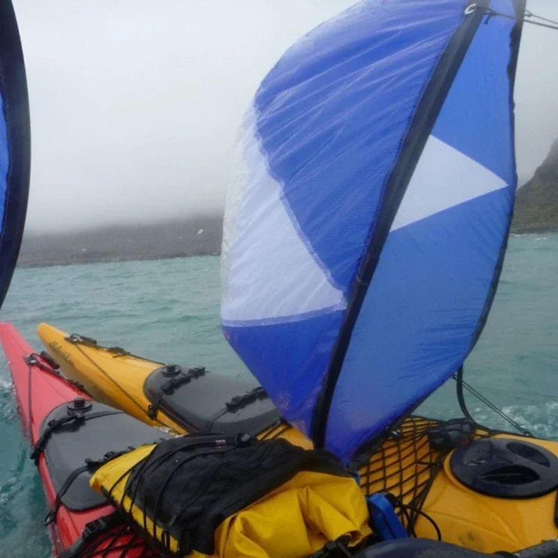 Foldable Kayak Sail Clear Window Downwind Kayak Sail Windsurfing for Kayaks, Canoes, Inflatable Boats Enduring