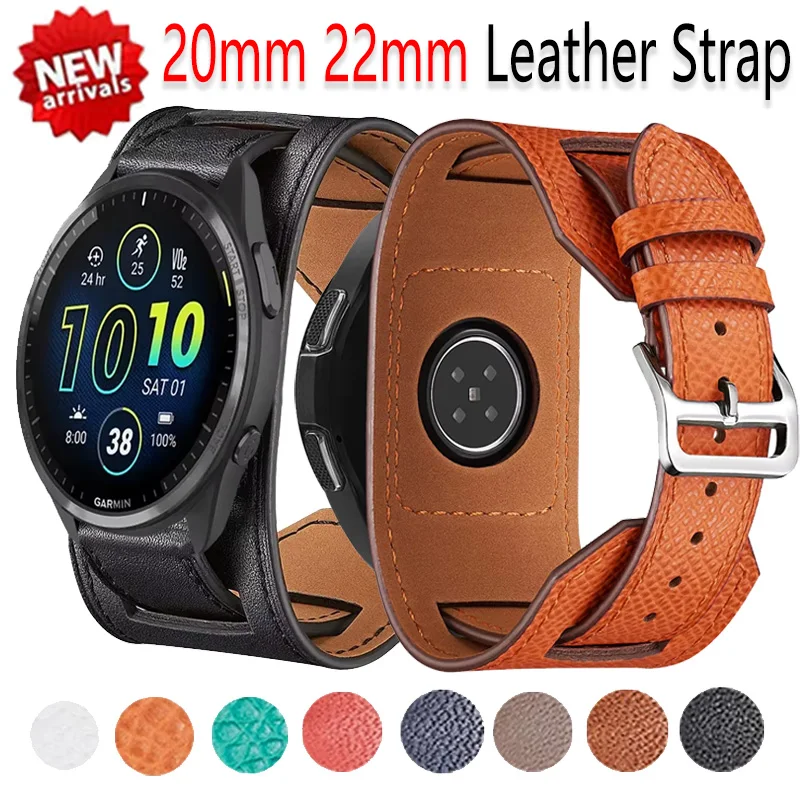Premium Leather Strap - 20mm 22mm Adjustable Bracelet Band