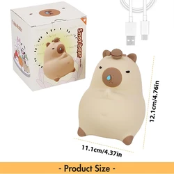 Capybara Night Light - Soft Silicone Nursery Lamp with 7 - Color LED, Dimmable Warm Glow, Tap Control & Timer (Capybara Night Light)