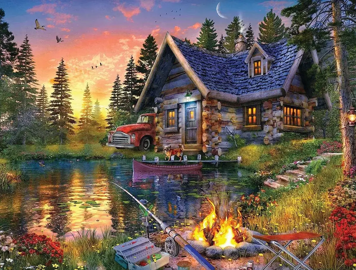 

A cabin in the woods The wooden puzzle 1000 pieces ersion jigsaw puzzle white card adult children's educational toys