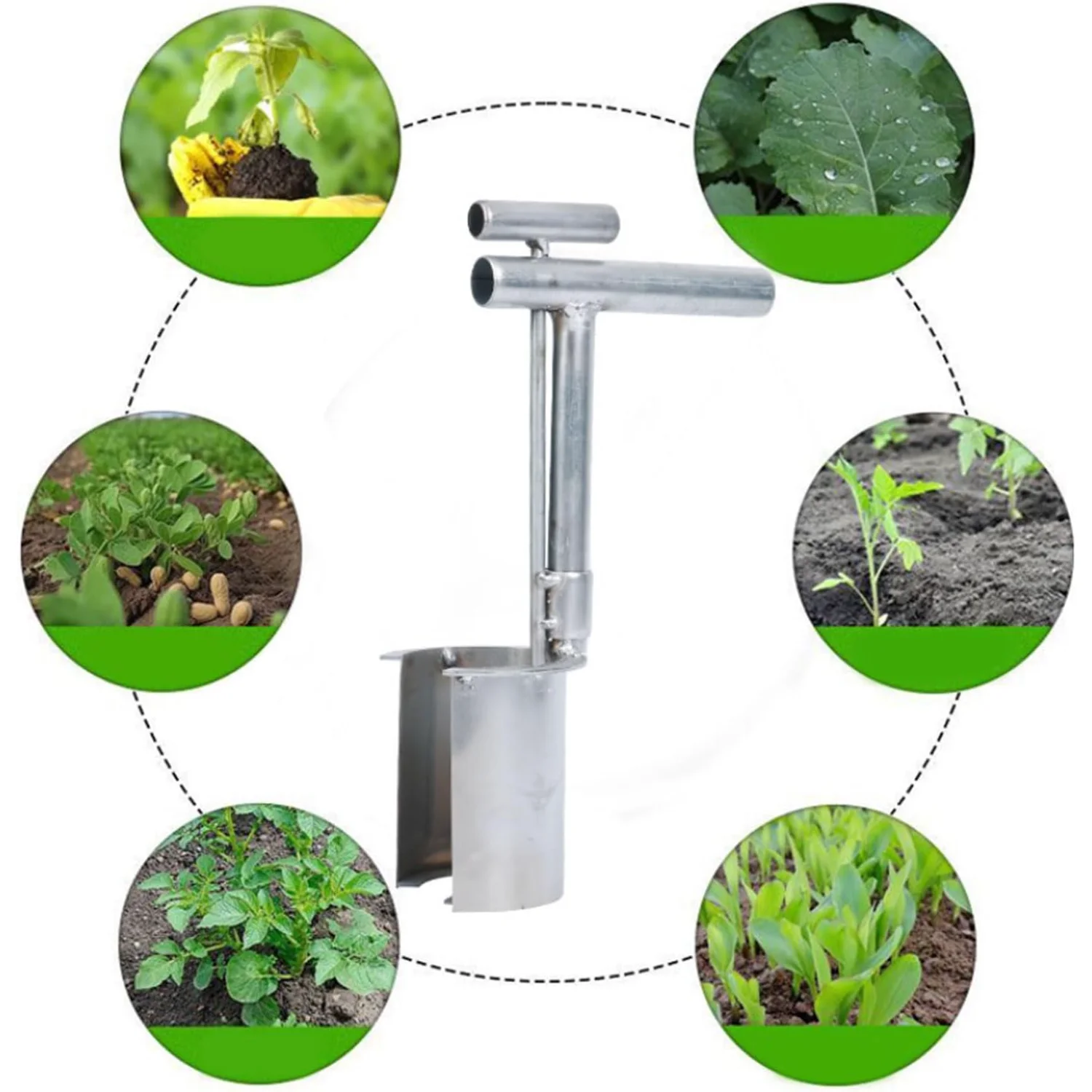 Thickened Seedling Planter With Long Handle Hole Seedling Tool Vegetable Planting Seedling Planting Gardening 2
