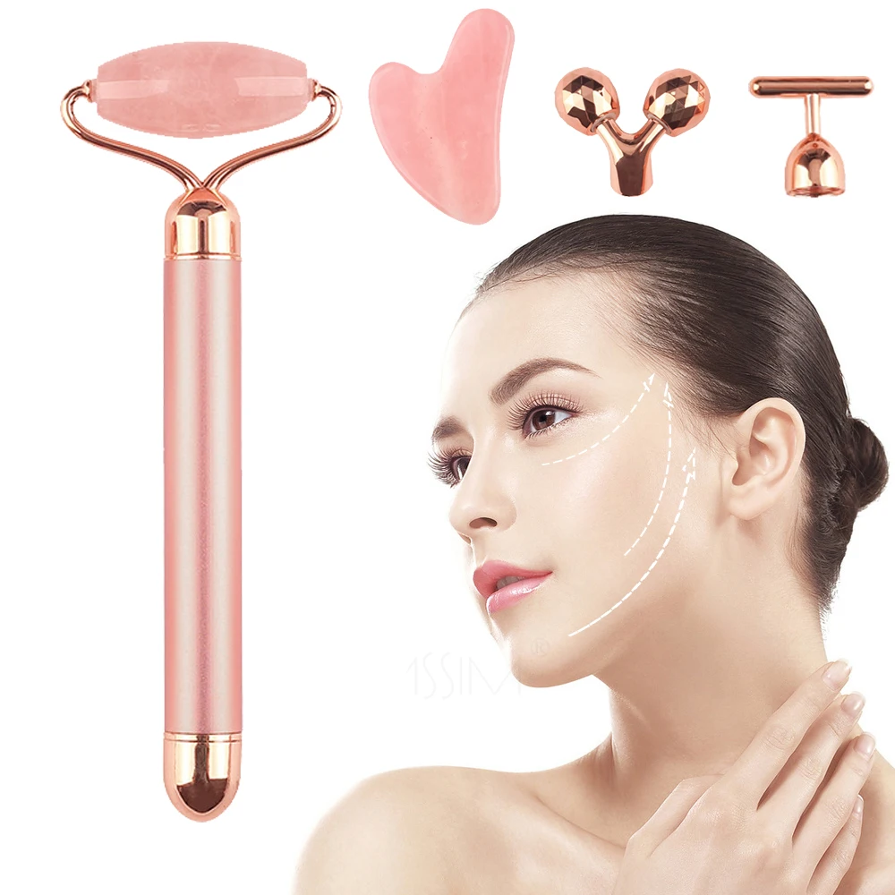 

Новый Электрический вибрирующий бриллиант для похудения, лифтинг лица, розовый кварц, 3D роликовый камень, косметический инструмент для ухода за кожей лица