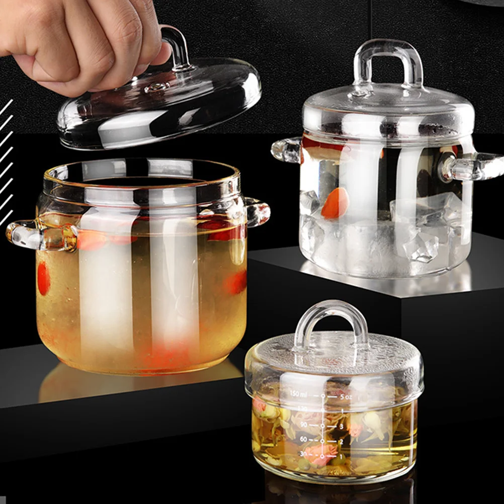 Babish Cookware Jar Stew Pot High-temperature Soup Ramen Storage Container  Glass Stockpot Lid - AliExpress