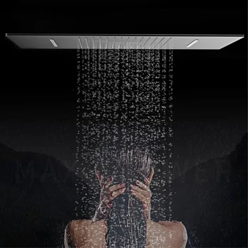 ระบบฝักบัวฝังทองเหลืองขัดเงาทองหรูหราพร้อมการออกแบบจอแสดงผลดิจิตอลอุณหภูมิคงที่ ก๊อกน้ําห้องน้ําน้ําร้อนและน้ําเย็น 2