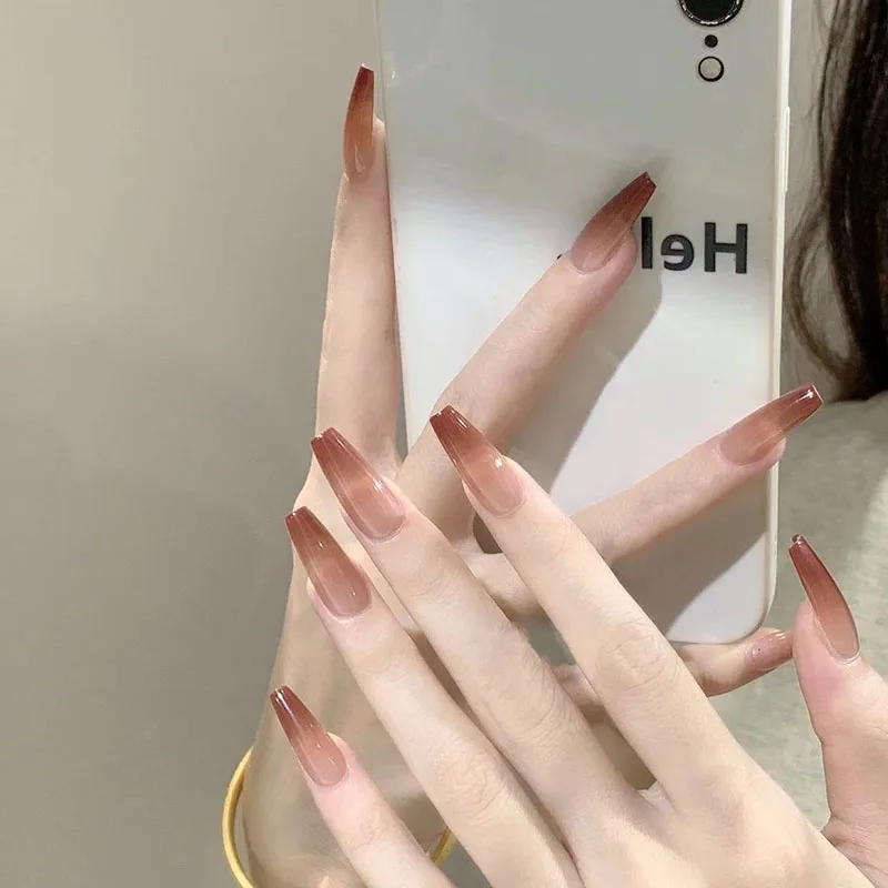 

Накладные ногти ручной работы, полное покрытие, профессиональные ногти, маникюр, градиентные накладные ногти, японские носимые искусственные ногти с дизайном