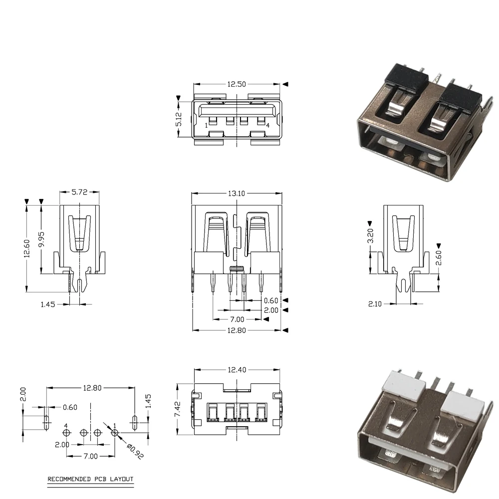 10db (short body) USB 2.0 a++ Nőnemű csatlakozó 180 Fokszám h=10mm curled mouth/flat Száj socken