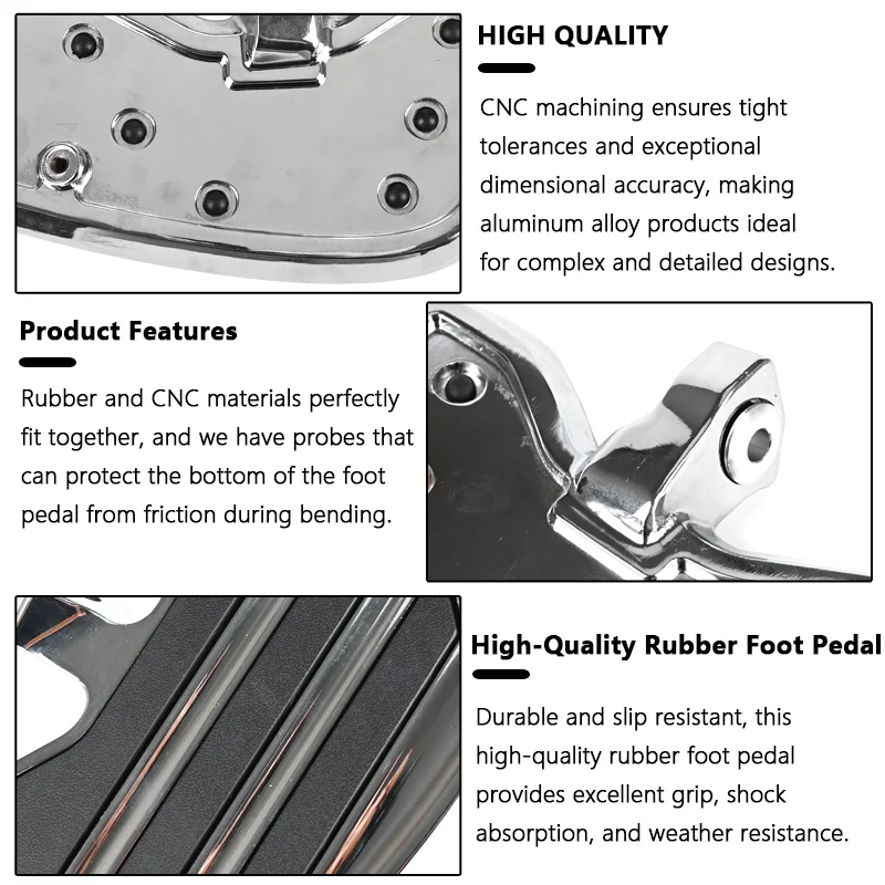 Motorcycle Foot Pedals Motorcycle Footrests Rider Floorboards Driver Passenger Footboard Front Rear Foot Rest Pedal Wide Footrest For Indian Scout Sixty Rogue Twenty Bobber