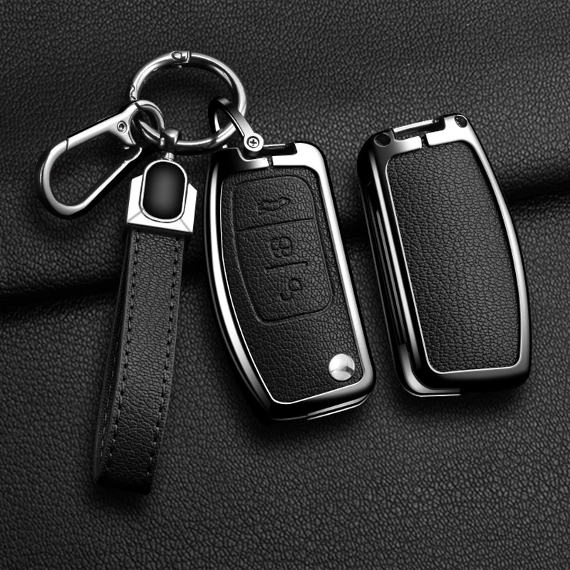 Auto Zinc Alloy Car Folding Key Case Cover for Ford Fiesta Focus 2 Ecosport Kuga Escape Falcon B-Max C-Max Eco Sport Galaxy key case key case cover