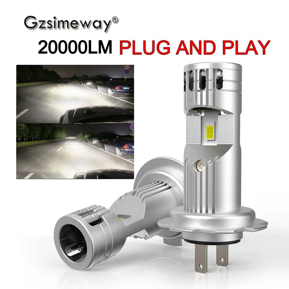 2PCS Car Light H7 Canbus LED Bulb 80W 20000LM H4 H11 9005 HB3 HB4 9006 9012 Auto Headlamp High Low Beam 6000K Mini LED Lamps 12V
