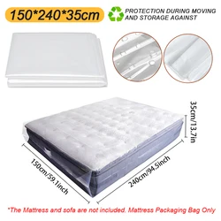 Waterproof Transparent Mattress Protector Storage Bag - Durable PE Cover (150x240x35cm)