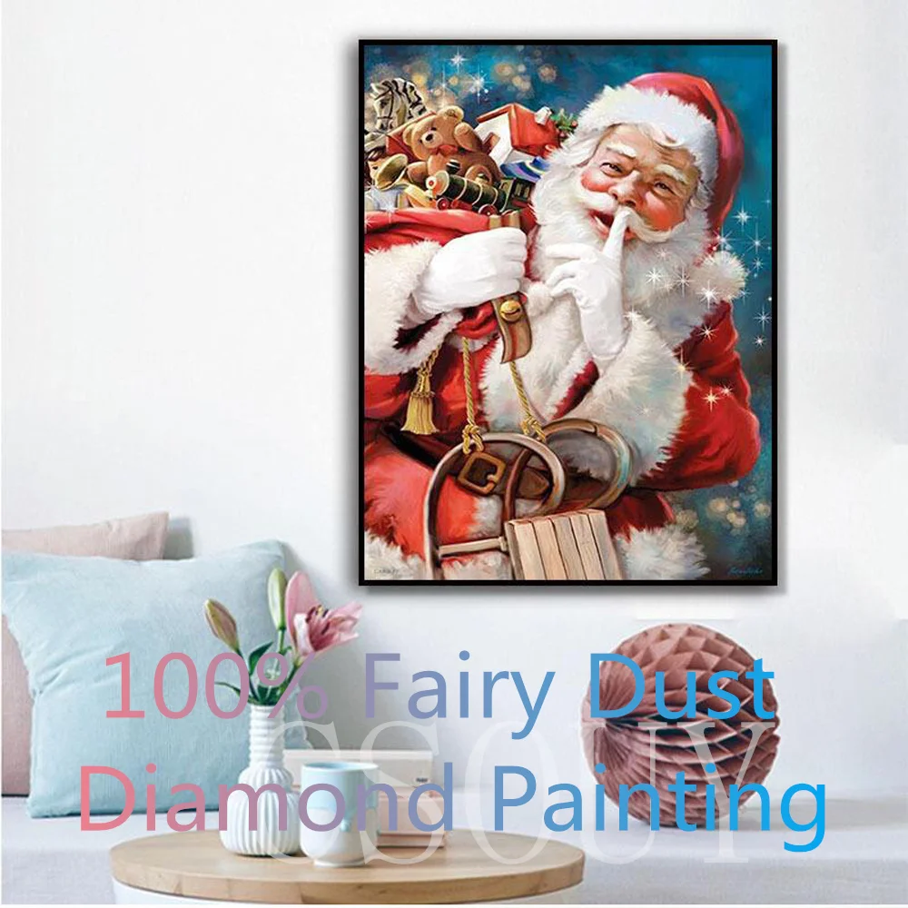 

Santa Claus 100% Fairy Dust-Full Square Drill Crystal Diamond Painting, Cross Stitch, Embroidery, Mosaic Needlework Rhinestone