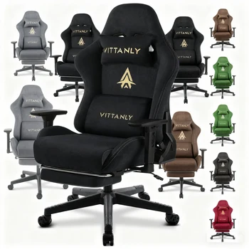 Gaming Chair Office Chair Breathable Suede Fabric Game Chair With Footrest Footrest Chair Headrest Big Tall Ergonomic Game Chair