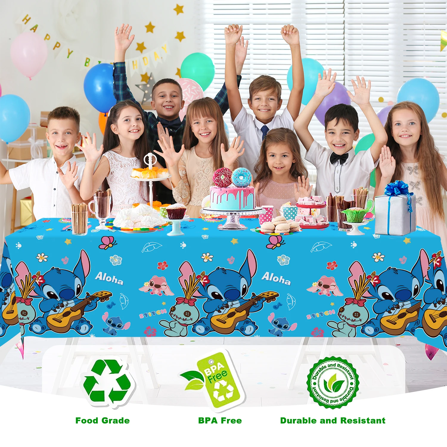 Stitch Party Tablecloths, 3pcs Stitch Party Decorations Tablecloths set-Stitch Tablecloth,Stitch Party Table Cover etc 2