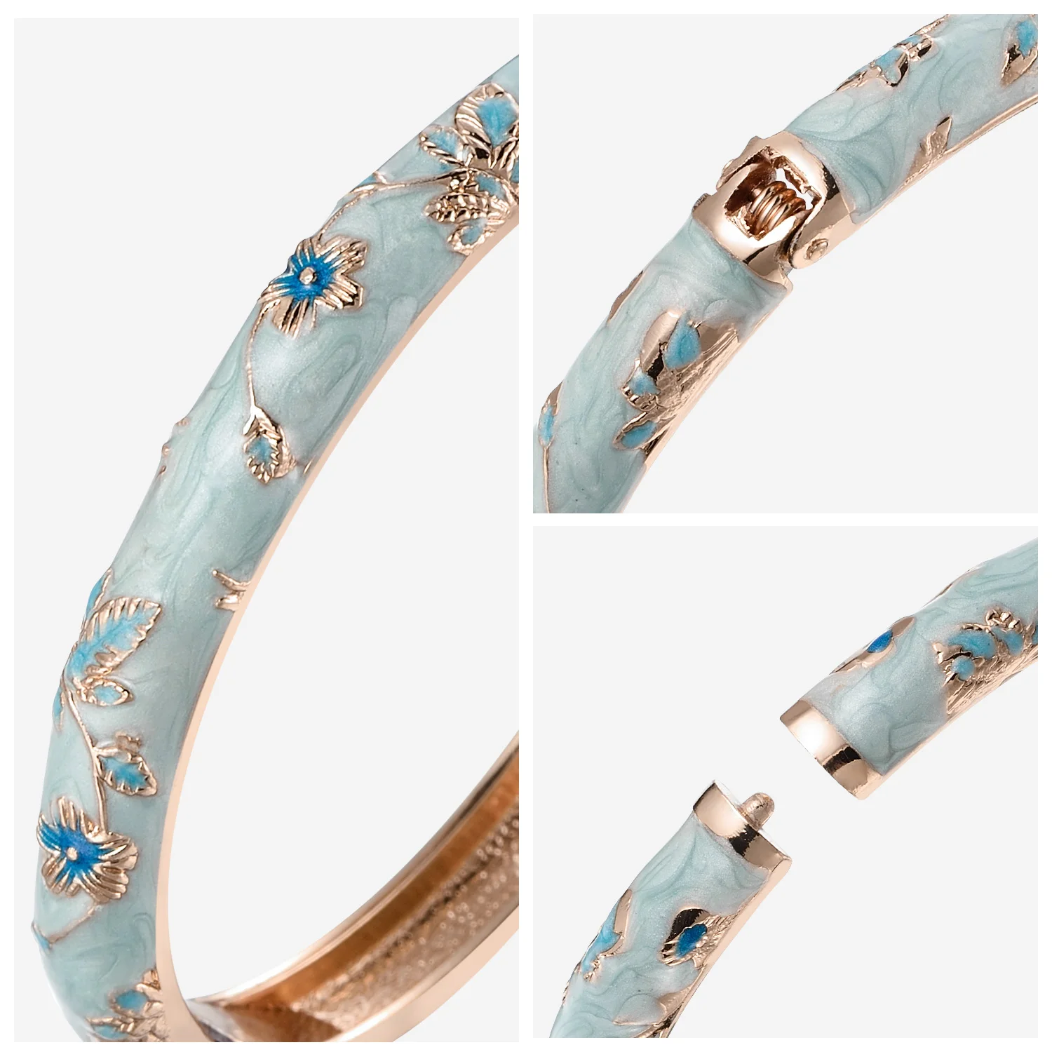 Elegant Blue Enamel Cloisonne Bracelet – Perfect Gift