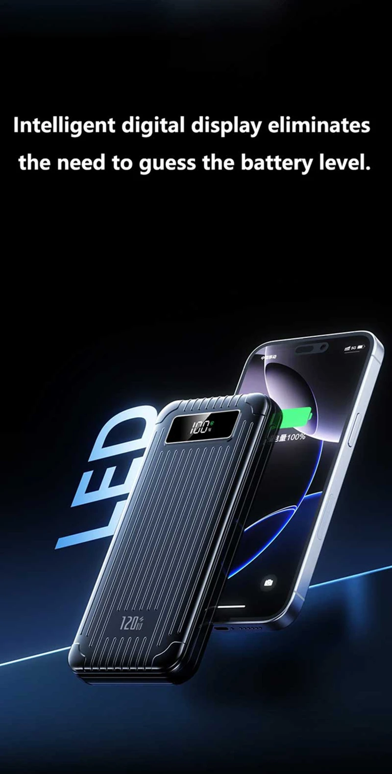 High Capacity Power Bank 100000mah Super Fast Charging With Cables_voghion.com