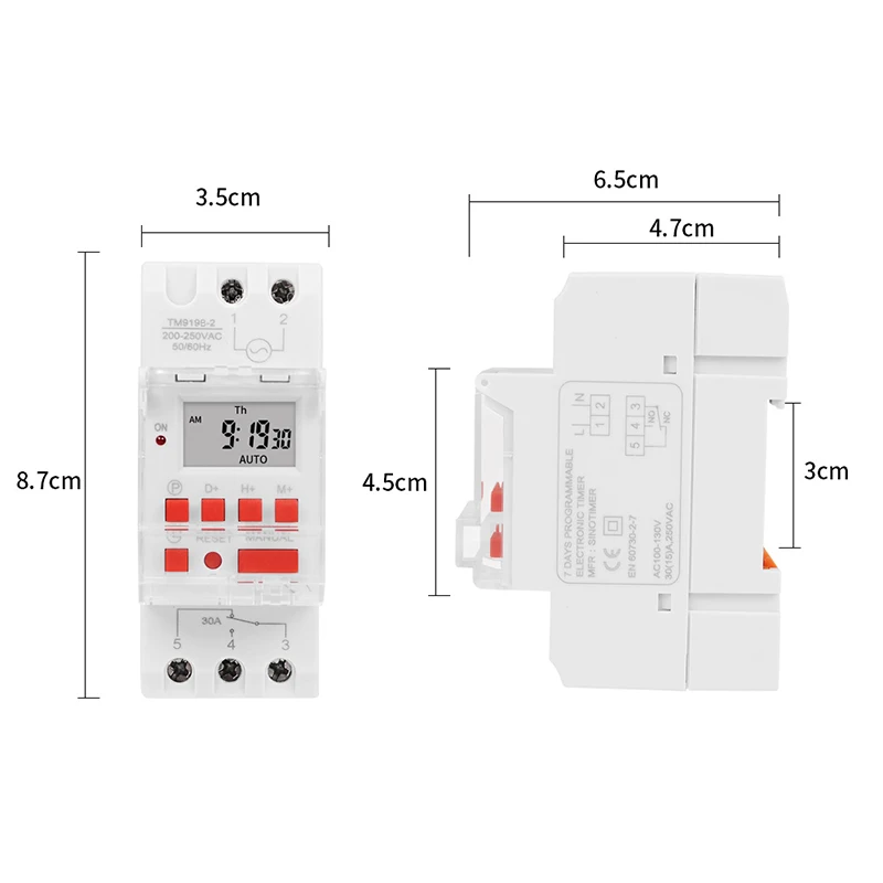 High Quality Sinotimer 30A High Load 85-265VAC 7 Days Digital Programmable Timer Switch Relay Time Control For 16 ON/OFF Output 3