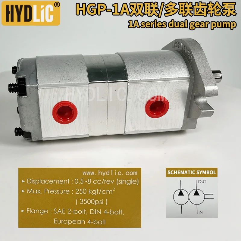 

Dual Hydraulic Pump Oil Gear Pump High Pressure HGP-11A-F0.8-8R rated 21Mpa