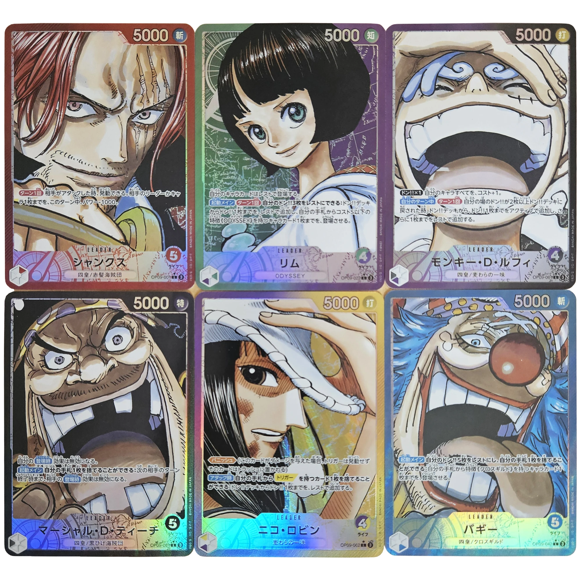 7 Style One Piece Luffy Shanks Nami Robin Hancock Buggy Color Flash Card Classic Anime Game Collection Cards Diy Gift Toy