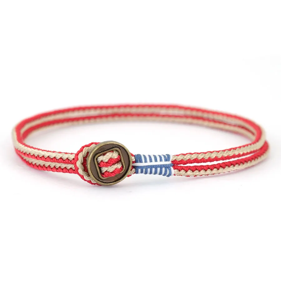 Rope Leather Ethnic Bracelet for Men Thin String Charm Accessory