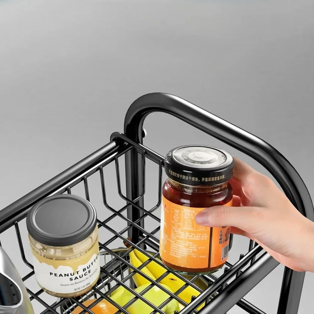 Kitchen Storage Rack with Multi-storey Moveable Small Cart Kitchen Microwave Oven Storage Rack A Living Room Fruits Snack Cart 6