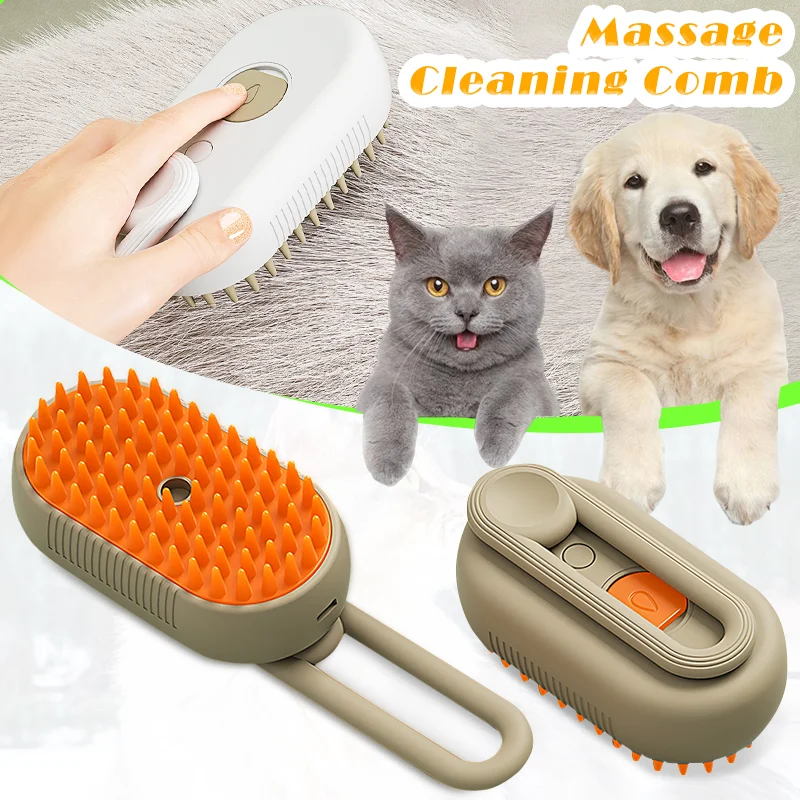 ElectricSteamyDogBrushCatSteamBrush3in1AntisplashingPet