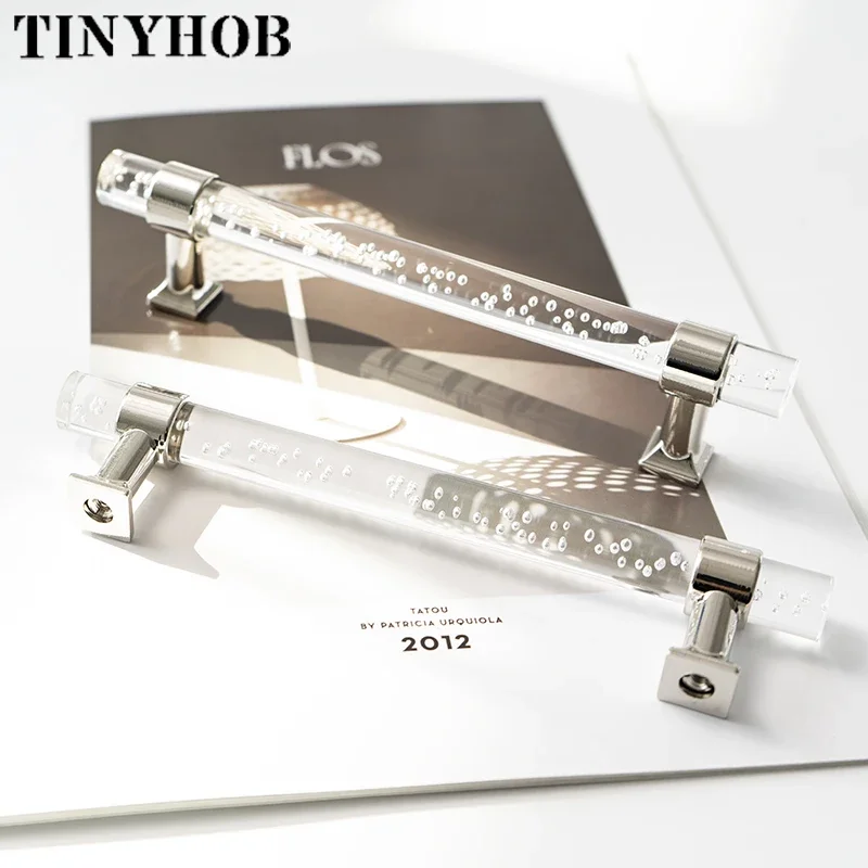 Clear Bubble Acrylic Handle Modern Style Drawer Knobs T Bar Handle Bathroom Pulls Kitchen Cabinet Door Pull