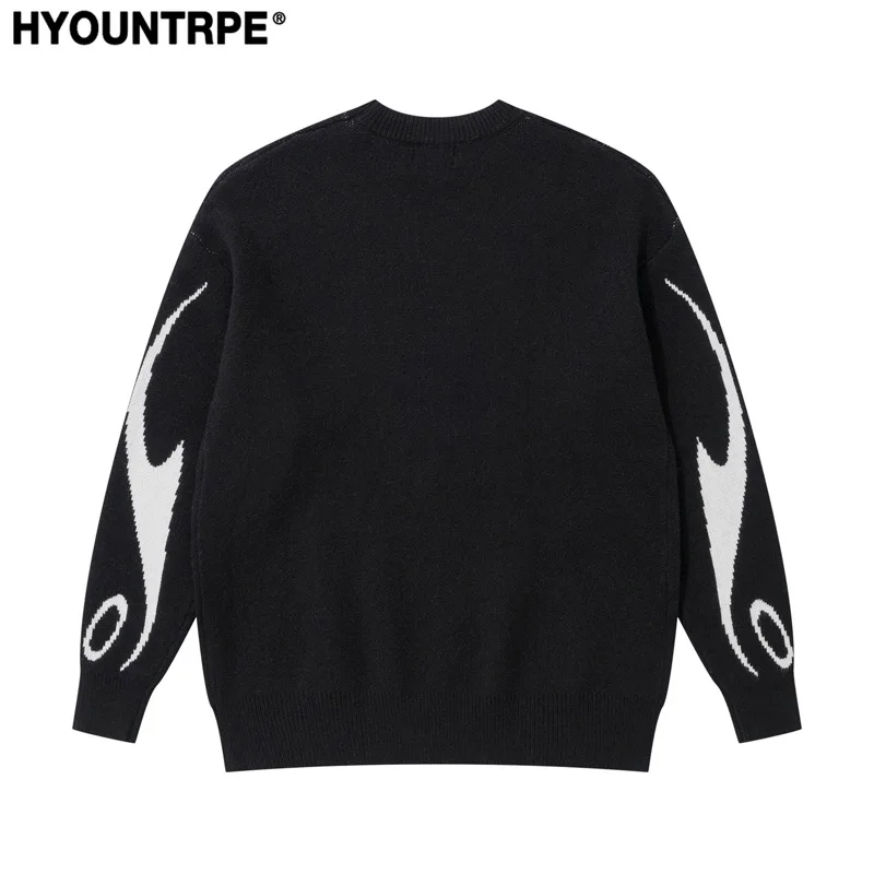 Mens Racing Style Sweater Knitted Pullovers Casual Long Sleeve Loose O Neck Harajuku Sweaters Streetwear Unisex Jumpers Knitwear