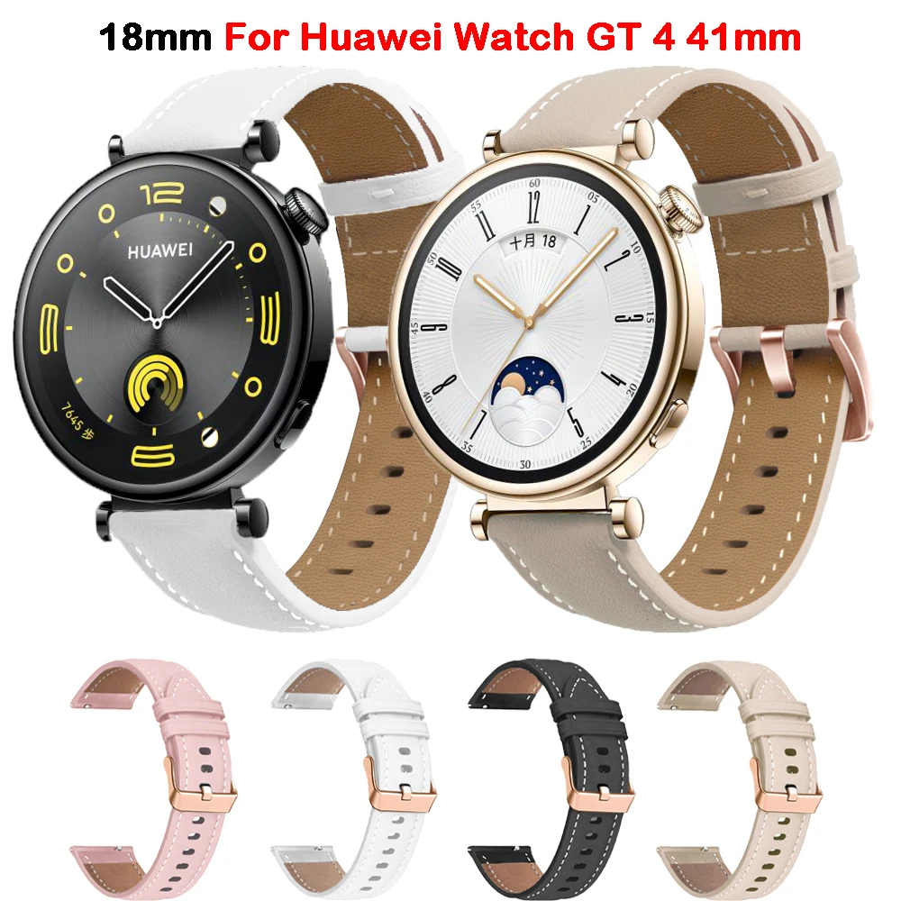 18mm Leather Strap For Huawei Watch GT 4 41mm Smart Watch Band For Huawei  Watch GT4 41mm Strap Wristband Bracelet correa