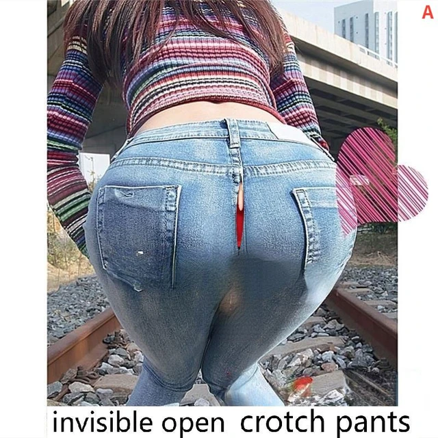 All Zipper Pants Women's Invisible Zipper Open Crotch Sexy Jeans Couple  Dating Business Hollow Out Open-Crotch Pants Skinny - AliExpress