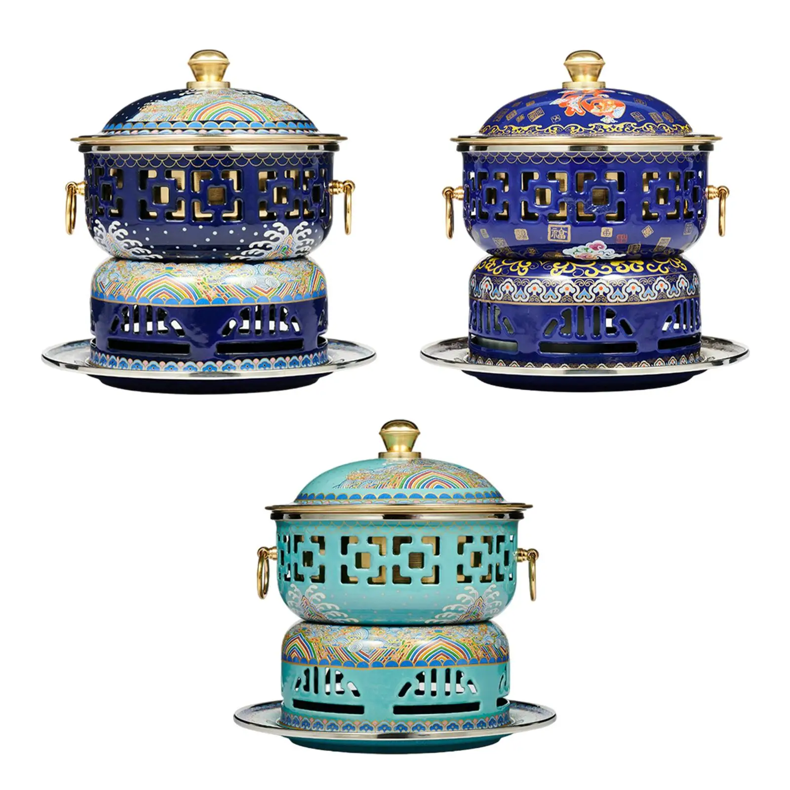 Shabu Pot Buffet Hot Stew Pot Practical Cloisonne Hot Pot Camping Cooker Alcohol Shabu Pot Buffet Hot Stew Pot Practical Cloisonne Hot Pot Camping Cooker Alcohol