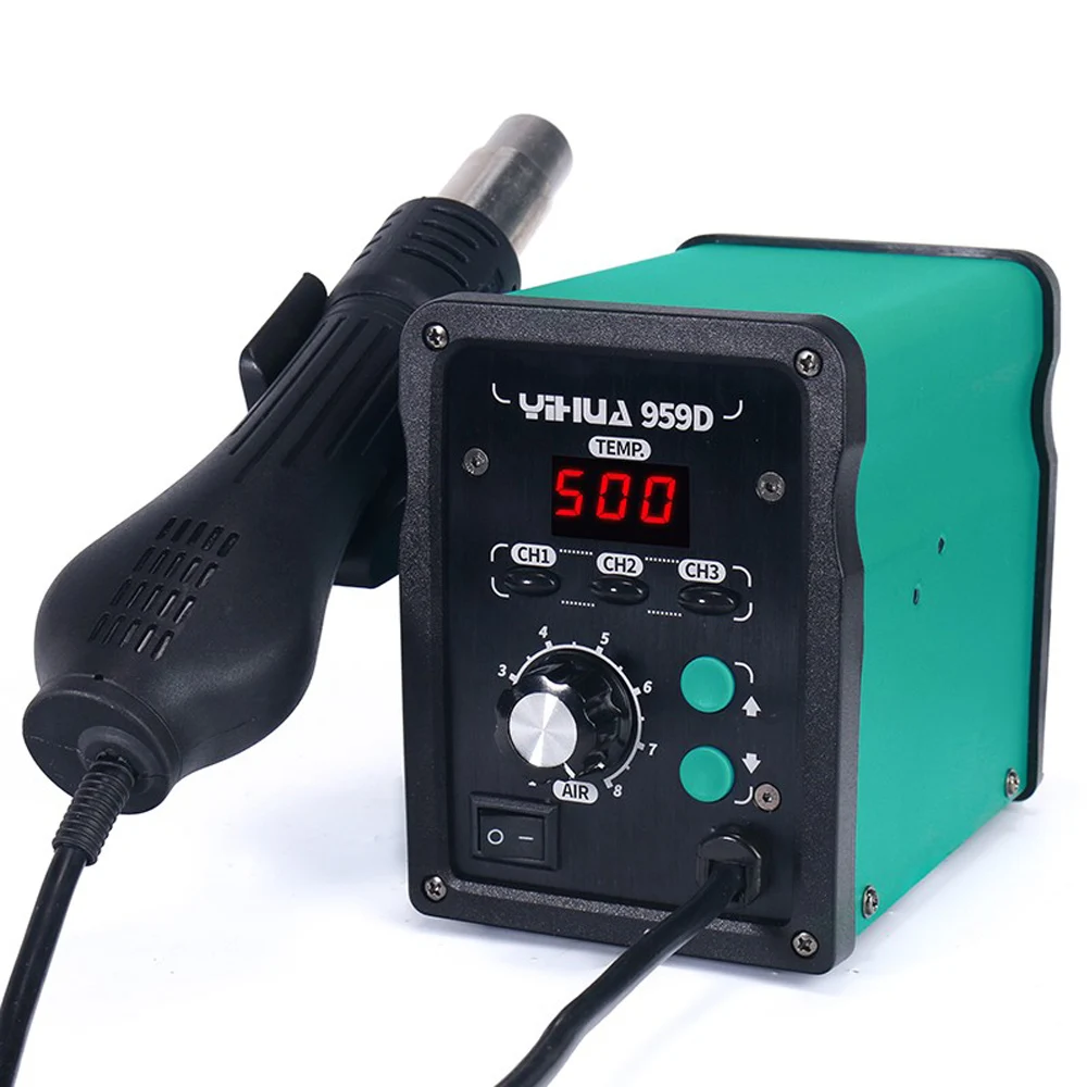 YIHUA 959D 220V LED Digital Display Hot Air Station SMD Soldering Station Constant Temperature Heat Gun Rework Solder