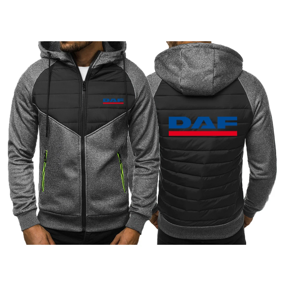 DAF TRUCKS COMPANY TRUCKER Printing Fashion 2023 New Man's Splicing Tracksuit Sweatshirts High Quality Slim Fit Hoodies Coat