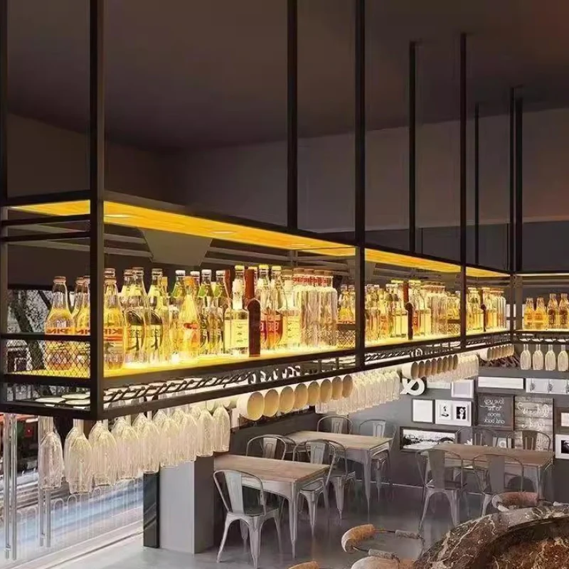 Bar Hanging Cabinet Bar Counter Showcase Wine Rack Hanger Wrought Iron Wine Cabinet Restaurant Glass Customization 캐비닛