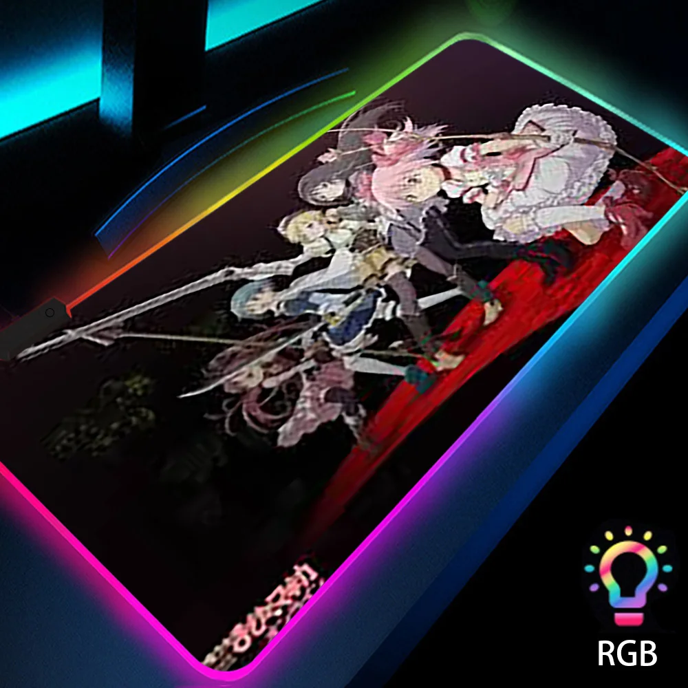 

Madoka Magica Anime Desk Accessories Mouse Pad Computer Mat LED Extra Large Xxl 900*400 Rgb with Backlight Computer Gamer