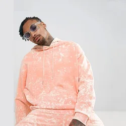 Custom Spring Clothing Orange Oversized Stone Washed Men's Hoodie