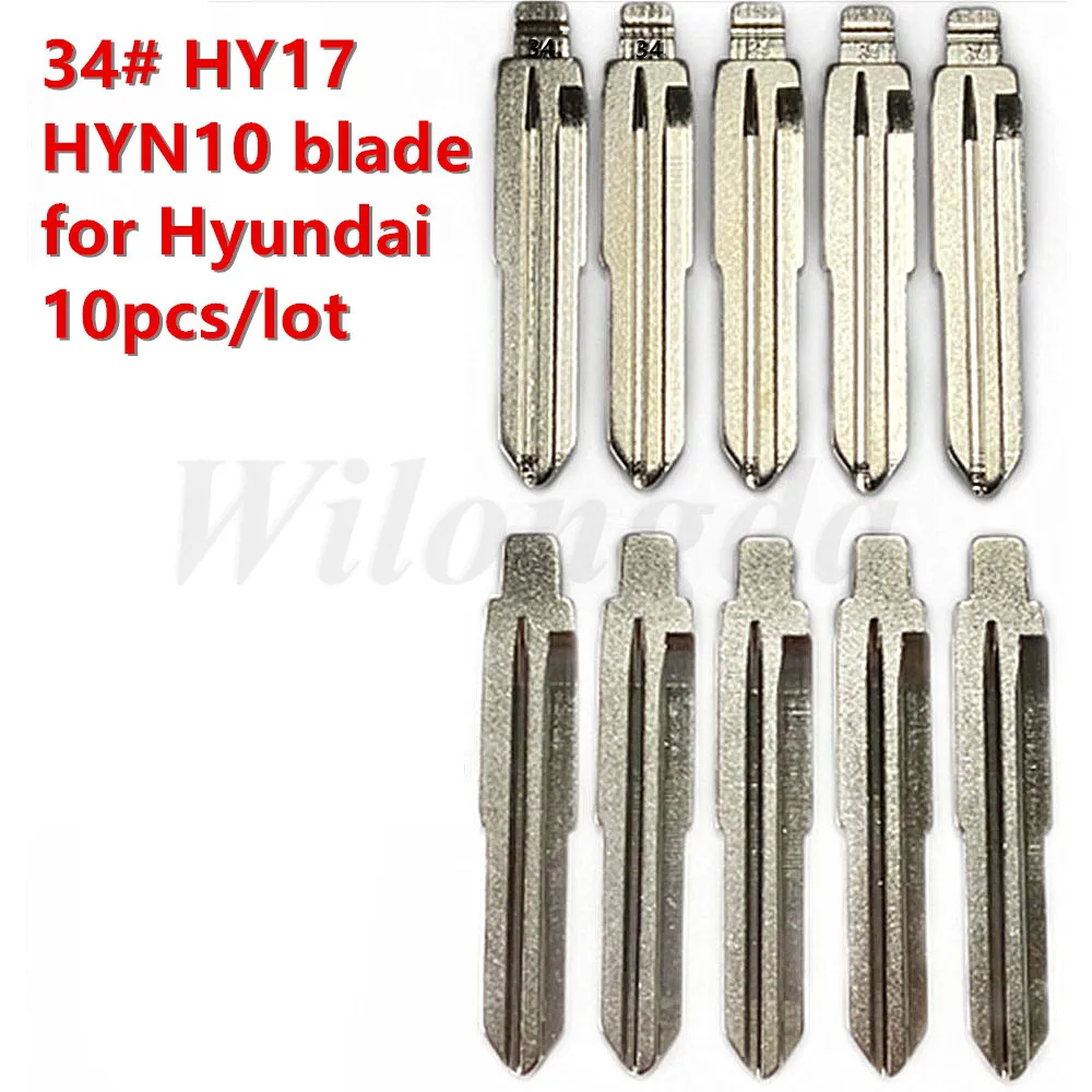 10pcs/lot 34# HY17 HYN10 Metal Uncut Blank Flip Remote Key Blade 10pcs for Hyundai for Kia RIO M4 keydiy KD xhorse VVDI JMD
