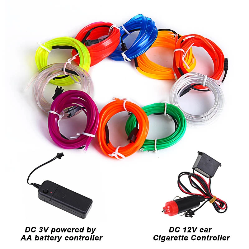 Tira de luces LED de neón para Interior de coche, 1M, 2M, 3M, 5M, Panel Flexible tablero de instrumentos| | - AliExpress