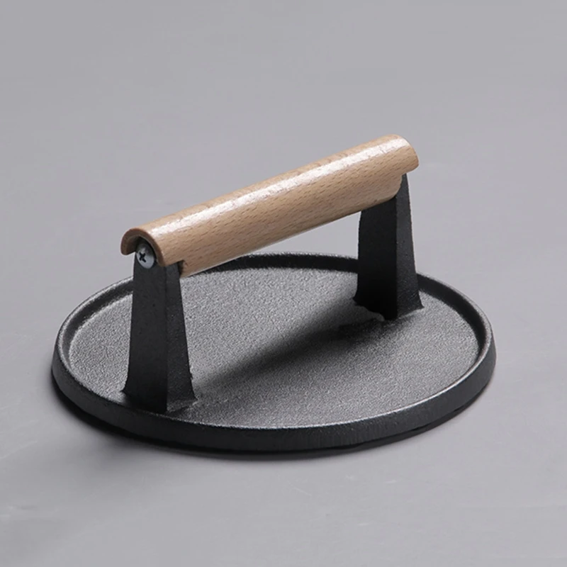 Bacon Press Cast Iron Round Shaped Burger Smasher Grill Press Smash Burger