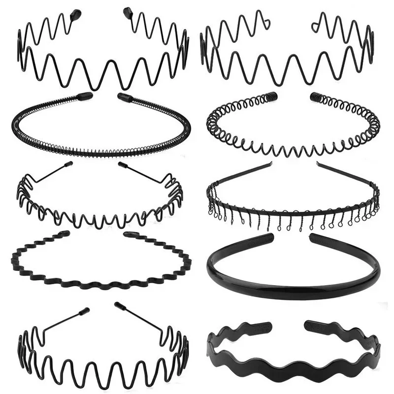 6pcs Fashion Metal Hair Band for Men Women Unisex Black Wavy Hair Head Hoop Band Sports Headband Hairband Hair Accessories Gift 6 6pcs Fashion Metal Hair Band for Men Women Unisex Black Wavy Hair Head Hoop Band Sports Headband Hairband Hair Accessories Gift 6