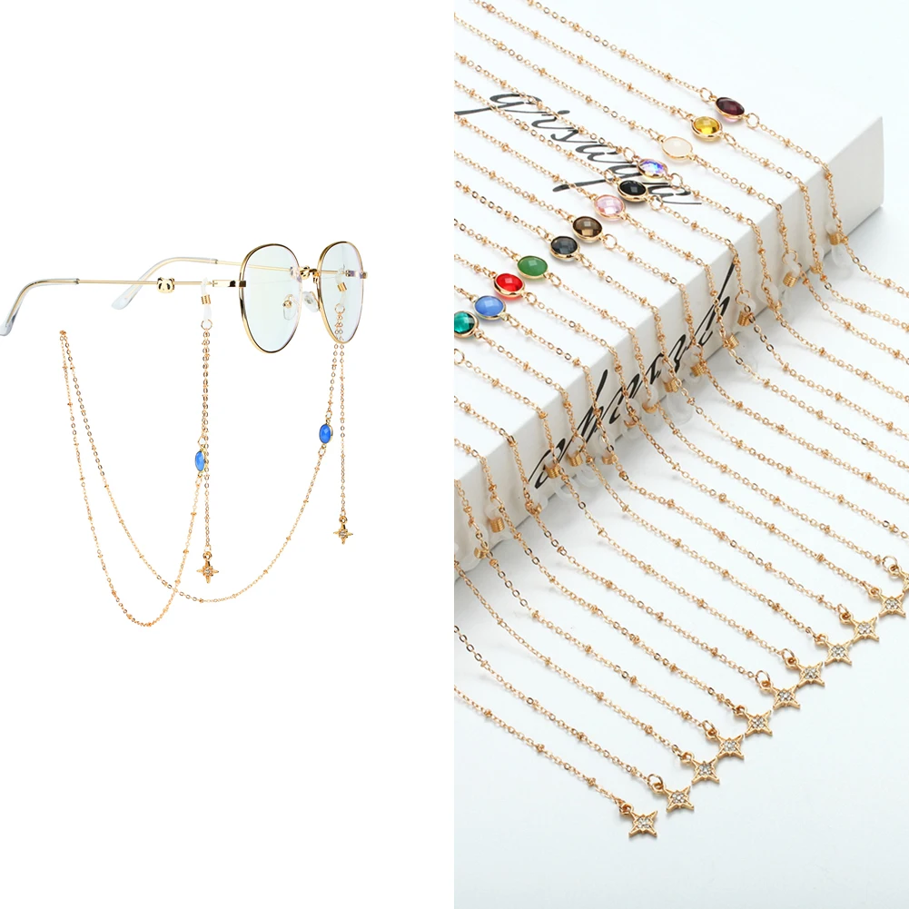 

Fashion Acrylic Crystal Sunglasses Chains Round Beaded Eyeglass Chain Mask Holder Glasses Chain Mask Lanyard Jewelry For Women