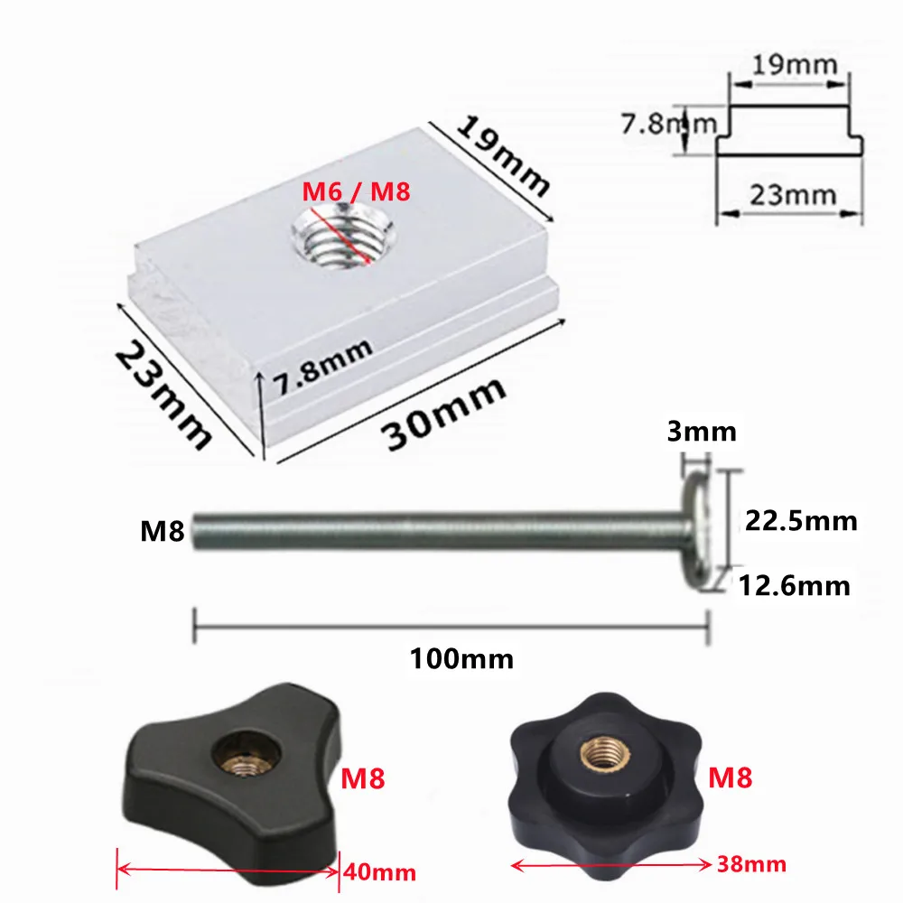 5/10Pcs Miter Track Sliding Nut T-Slider T Slot T Bolt and Nut Set Woodworking Tool Jigs Screw Fixture Workbench T-Slot Fastener