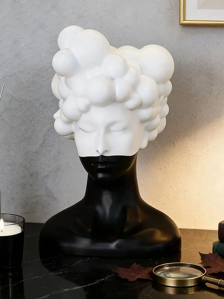 Kreative Schwarz-Weiß-Frauenfigur Dekoration Abstrakte Charakterskulpturen Porträts Wohnzimmer-Deko Büro-Dekoration Geschenk – Detail 3