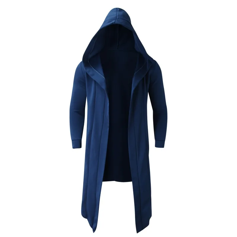 Autumn and Winter Cardigan Men's Mid-length Coat Hooded Jacket
