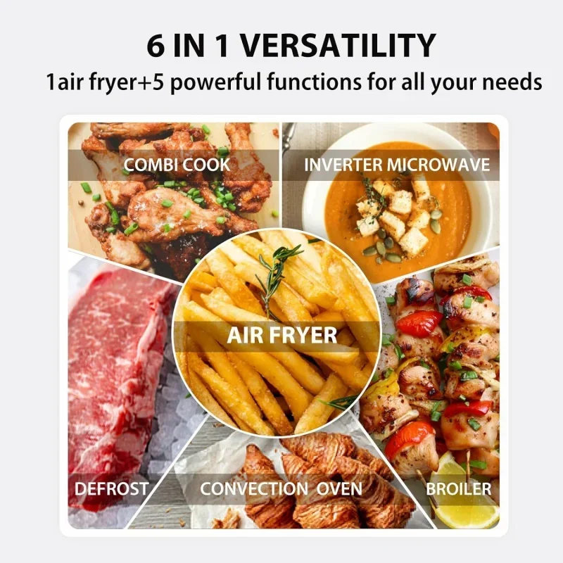 QWTOSHIBA 6-in-1 Inverter Countertop Microwave Oven Healthy Air Fryer Combo,MASTER Series,Broil,Convection,Speedy Combi,Even 3
