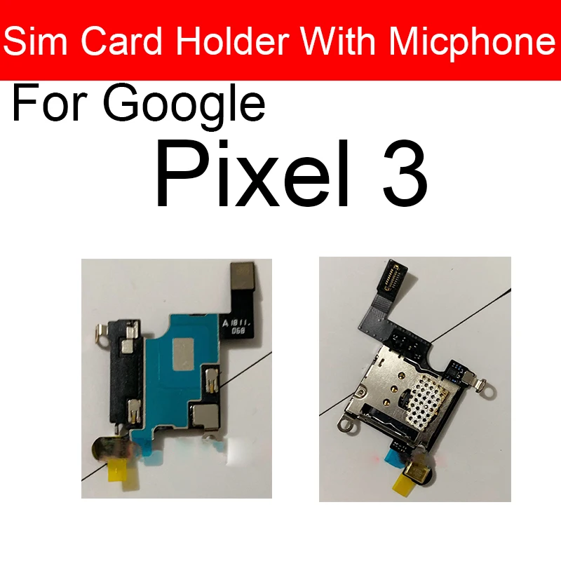 Google Pixel 3 için 3XL Sim Kart Okuyucu Tepsi Yuvası Tutucu Kurulu Micphone ile USB şarj aleti SIM mukavva Flex Kablo Parçaları