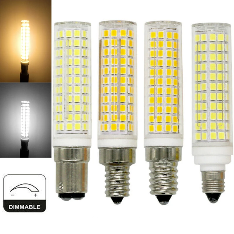 Dimmable LED Corn Bulbs Mini BA15D E11 E12 E14 15W 136 LEDs Ceramics Lights 220V Lamp Replace 150W Halogen Lamps Cool Warm White r7s led lamp 10w 15w 20w dimmable ceramics corn bulb 220v 2835 smd 78mm 118mm 135mm floodlight led light replace halogen lamps